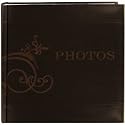 Pioneer Embroidered Scroll and "Photos" Sewn Leatherette Cover Photo Album, Brown
