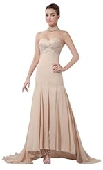 Sleeveless Sweetheart Beaded Lace Applique Charmeuse/Chiffon/Silk Prom Dress 