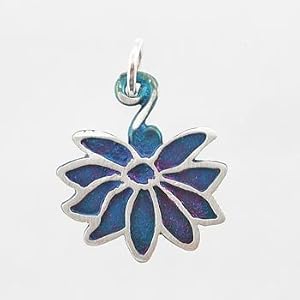 Open Lotus Flower Pendant in Sterling Silver with Patina Finish, #9124