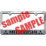 MITSUBISHI CHROME LICENSE PLATE FRAME WITH LOGOS 