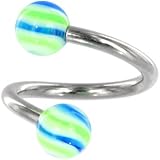 Baby Blue Lime HYPNOTIC Spiral Twister Belly Ring