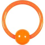 14 Gauge Orange UV Glow in the Dark Ball Captive Ring