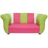 Product details for Kids Sofa - Fancy Sofa Pink/Green/White Leatherette