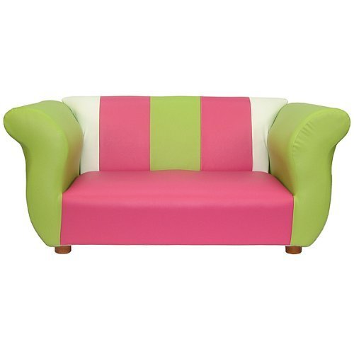 Kitchen: Kids Sofa Fancy Sofa Pink/Green/White Leatherette