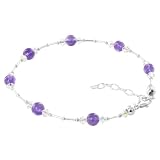 Made with Swarovski Elements® Purple Cat Eye and Clear AB Crystal .925 Sterling Silver Anklet 9