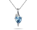 Trillion Shaped Blue Topaz and Diamond Pendant in 14K White Gold