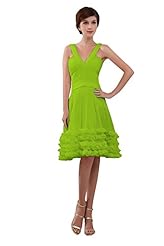 V-neck Chiffon Knee Length Homecoming Dress/Prom Dress/Wedding Dress 