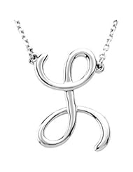 CleverEve Designer Series Silver Fashion L Script Initial L Sterling Silver Necklace 16"