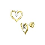 14K Yellow Gold Open Heart Fashion Earrings