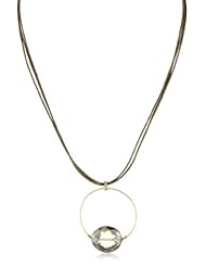 Deborah Grivas Designs "Rock On" Light Colorado Topaz-Colored Crystal Pendant Necklace Bronze Leather Necklace