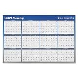 2008 Yearly Erasable/Reversible Wall Organizer, 12 Monthly Sections, 24x36 VIOA1102