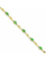1.6 Carat 14K Gold Diamond and Emerald Oval Bracelet