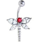 Crystalline WINGED DRAGONFLY Belly Ring