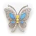 Sterling Silver Blue Opal with Yellow and Clear CZ (Cubic Zirconia) Butterfly Pin