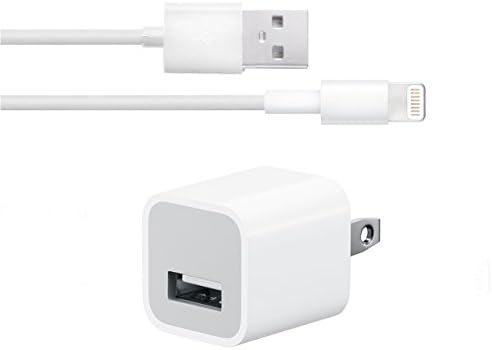 iPhone 5S / 5C / 5 [THREE FEET - 3ft] (1) USB to 8 Pin Charge Cable (1) Wall Charger iPhone 6 Plus, iPad Air, iPad Mini also compatible - Data Sync - iOS8 Certified Quality