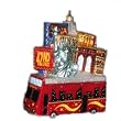 Pack of 3 New York City Tour Bus Polonaise Christmas Ornaments 6"