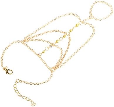 Yantu Celebrity Multi Chain Tassel Crystal Bracelet Slave Finger Ring