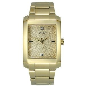 GUESS #G11638G Men's Steel Goldtone Diamond Accented Watch