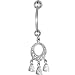  : SOLID 14KT WHITE GOLD CUBIC ZIRCONIA CIRCULAR CHELIER BELLY RING