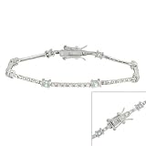 31orBUZlF2L. SL160  Tarnish Free Sterling Silver Bracelet with Simulated Diamond CZ & Simulated Aquamarine CZ Reviews