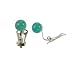 Solo Turquoise Gemstone Sterling Silver Stud Clip On Earrings