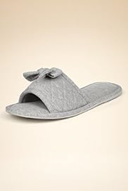 Open Toe Quilt Bow Mule Slippers