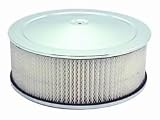 Air Cleaner Round 14x5 in. Carbs w/5 1/8 in. Neck Flat Base Chrome Plated Steel Incl. High-Flow Flame Retardant Filter