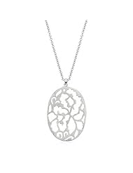 Alexander James Matte Rhodium Bonded to Lead Free Alloy Pendant with Artistic Stamped Design in Matte Silvertone Chain Included