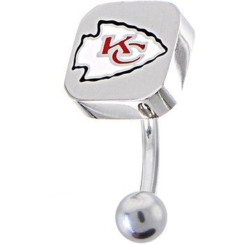 NFL Logo TOP Mount CURVED Belly Ring - Kansas City Chiefs