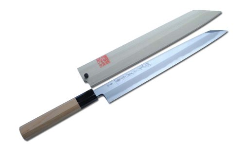 YOSHIHIRO- Namiuchi Ao-ko / Blue Steel Yanagi Kiritsuke Sword Sashimi Sushi Chef Knife 10.5" 270mm -MADE IN JAPAN On Sale