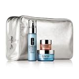 *CLINIQUE* 3-Piece SET with SILVER Pouch: Turnaround Concentrate Visible Renewer + 15-Minute Facial + All About Eyes RICH.