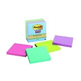 Post-it Notes, Super Sticky Recycled Pad, 3 Inches x 3 Inches, Tropical Colors, 65 Sheets per Pad, Six Pads per Pack (654-6SST)