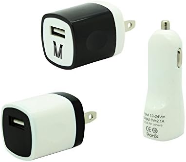 VMwireless Universal 2x black/white USB Home/Wall Charger Adapter+ 1x Dual-Port USB High-Speed 3.1A(2.1A,1A) Car Charger for IPHONE 5/5S/5C/6/6 PLUS,IPOD TOUCH 5G,NANO 7G,IPAD AIR /AIR2/MINI,IPAD 2/3/4,SAMSUNG S3/4/5 ,NOTE 2/3/4,HTC,BLUETOOTH HEADSET,GPS...COMPATIBLE WITH IOS 8 (BLACK AND WHITE)