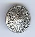 Persian Shield Button; Antique Silver Finish. 19mm