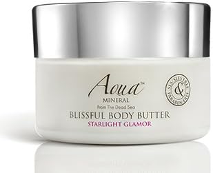 Aqua Mineral Blissful Body Butter starlight glamor from the Dead Sea ,Butter Starlight Glamour, Creamy Emulsion, Shea Butter, Natural Olive Oil, ,Aloe Vera and Chamomile Extracts, 16 oz jar