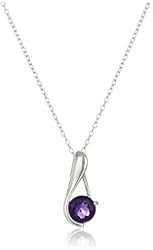 Sterling Silver African Amethyst Drop Pendant Necklace, 18"
