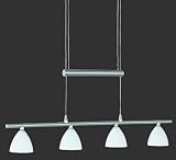 Reality|Trio Pendelleuchte Deckenleuchte Balkenlampe Lampe, dimmbar, 4-flammig, Metall/Glas