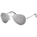 Sonnenbrille Spiegelbrille, Pilotenbrille verspiegelt, Fliegerbrille mit Federscharnieren an den B�geln f�r normal gro�e K�pfe und Gesichter Sonnenbrillen 2013 + Brillenbeutel