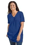 IMAGE OF Woman Within Plus Size Perfect Knit V-Neck Tunic (Dark Navy,L)