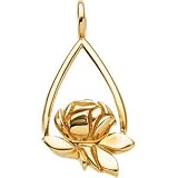 14K Yellow Gold Memorial Tear Rose Pendant