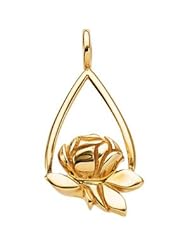 Memorial Tear Rose Pendant 10K Yellow Gold 22.00 X 14.50