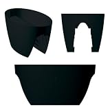 XL modern, sleek saddle planter for balconies and railings, indoors and out. For railing / fence/ gate plant pot (Black)by Best4Garden