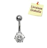 Piercing Nombril Strass Blanc Forme Banane