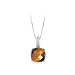 Sterling Silver 0.01 ct. Diamond and Cushion Cut Tiger's Eye Pendant with Chain