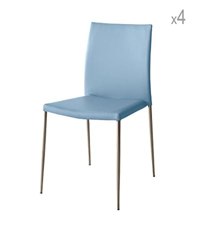 Design Twist Office Set Di 4 Sedie Impilabili Celeste/Bianco