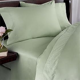Egyptian Linen 600-Thread-Count Egyptian Cotton 600TC Duvet Set and 2 Shams, California King, Sage Solid 600 TC