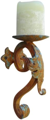 Shoreline Antique Metal Iron Leaf Wall Mount Candleholder/Sconce-Best Gift Idea-Black-Matte