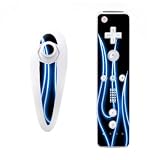 Blue Neon Flames Design Nintendo Wii Nunchuk + Remote Controller Protector Skin Decal Sticker