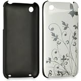 White hard back case with Silver Butterfly/flower design for Apple iPhone 3g/3gs together with FREE screen protector by Stormgadgets