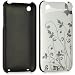 White hard back case with Silver Butterfly/flower design for Apple iPhone 3g/3gs